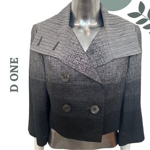 D One Women's Gray Ombre Cropped Blazer 3/4 Sleeve Lined Jacket Size 6